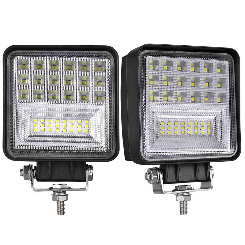 Muto-Beam LED Tractor Work Light Bars, 2PCS 4 Inch Pods LED Driving Lights Fog Lights Square Lighting Spot Flood Combo Light for Truck Tractor Trailer ATV UTV SXS Pickup Boat - Image 1